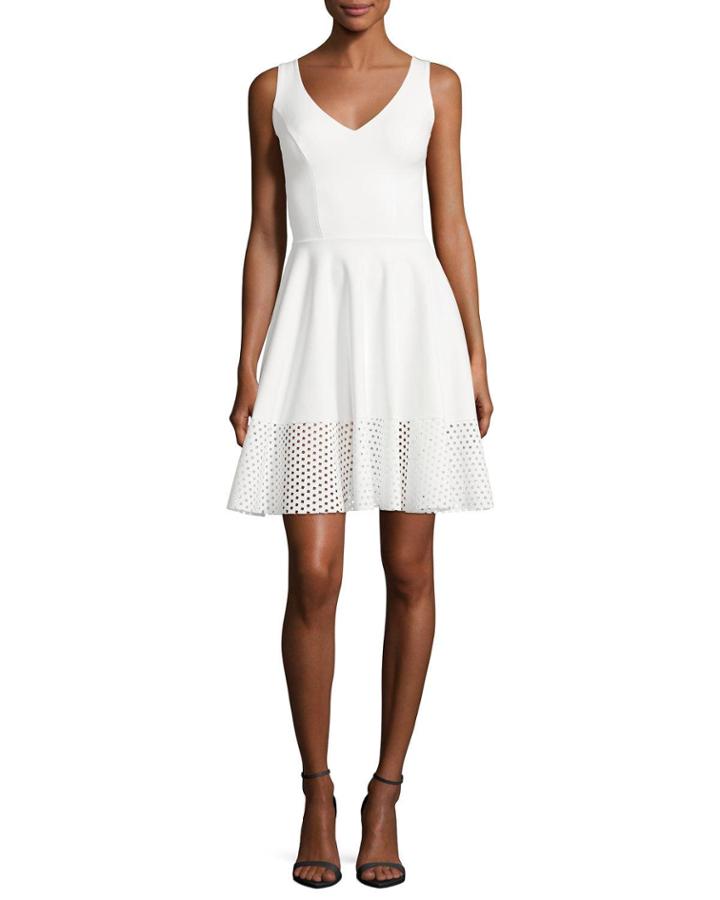 Lelia Eyelet-hem A-line Mini Cocktail Dress