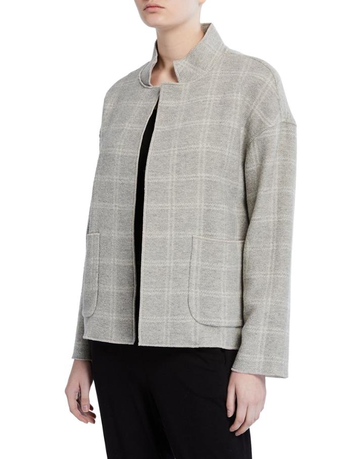 Heathered Wool-blend High Collar Coat