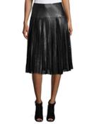 Jolene Pleated Leather & Lace Midi