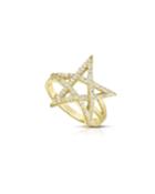 Cubic Zirconia Cutout Star Ring, Yellow,
