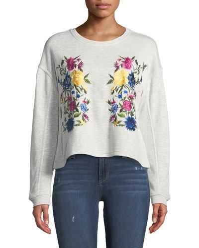 Floral-embroidered Crop