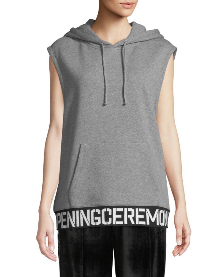 Elastic-logo Sleeveless Hoodie Vest