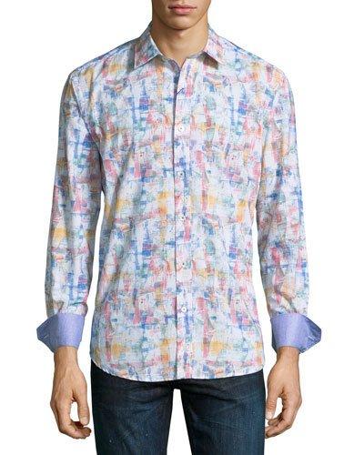 Shaped-fit Watercolor Grid-print