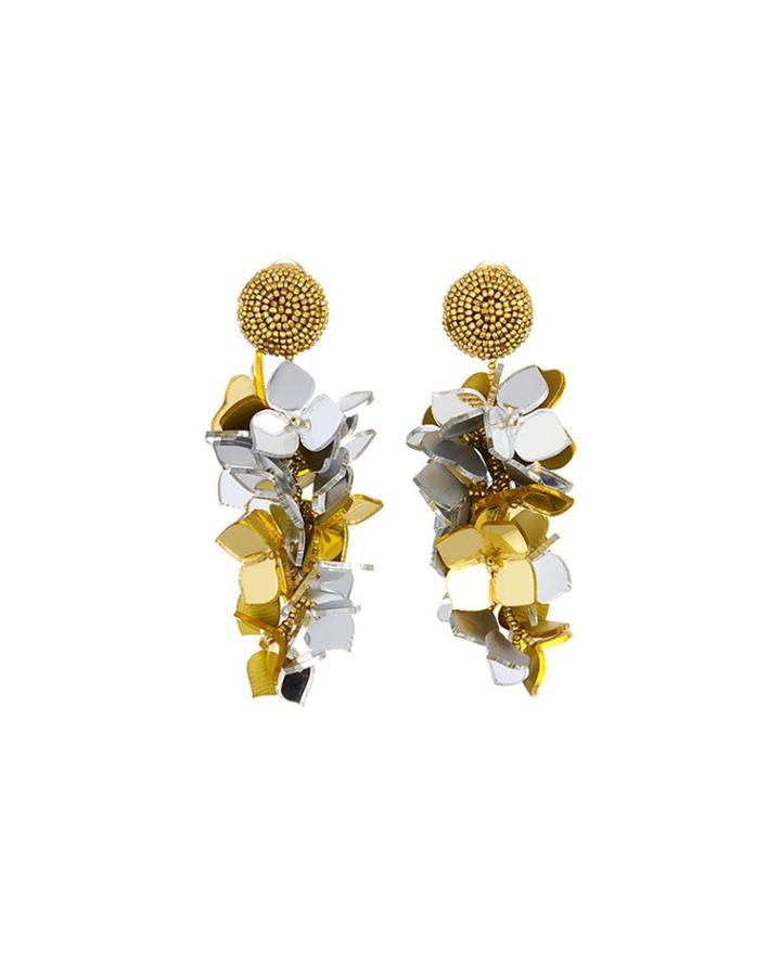 Falling Flower Cluster Clip Earrings