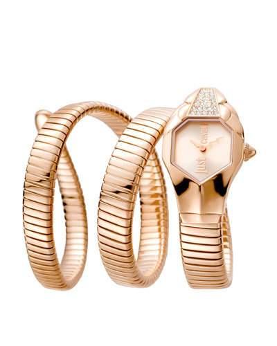 22mm Glam Chic Coil Bracelet Watch, Rose Golden
