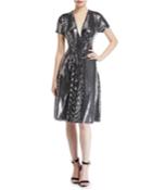 V-neck Flare Sequined Cocktail Dress