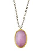 One-of-a-kind Oval Pendant Necklace, 30x20mm Kunzite