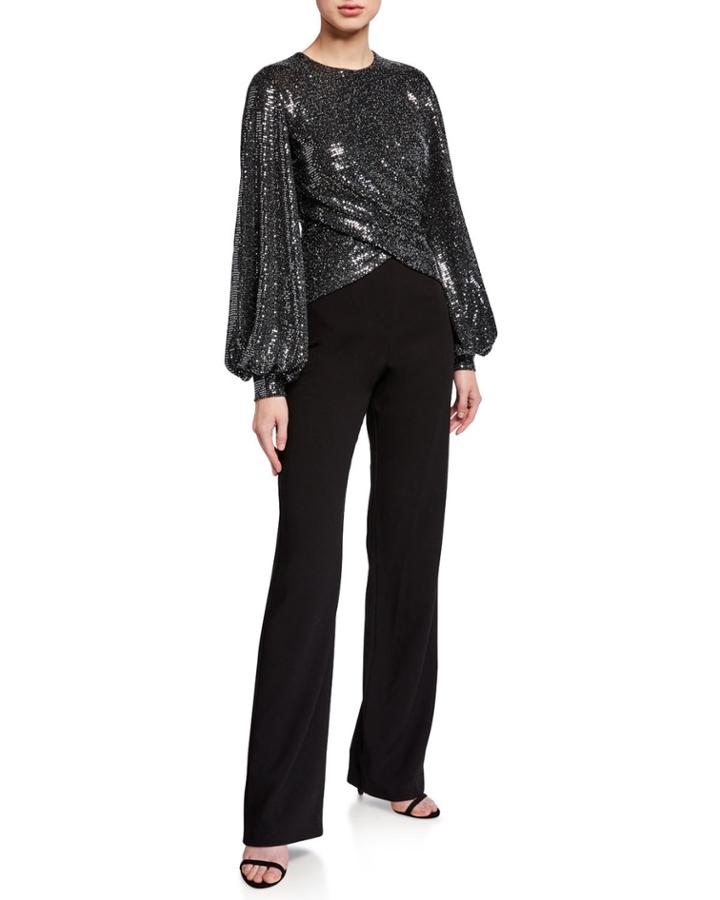 Uno Two-piece Metallic Long-sleeve Jumpsuit