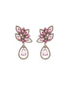 Glass Ruby & Champagne Diamond Drop Earrings