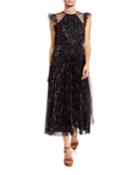 Flocked Tulle Gown