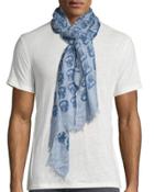 Cashmere-blend Skull-print Scarf, Regal Blue
