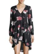 Floral-print Faux-wrap Dress