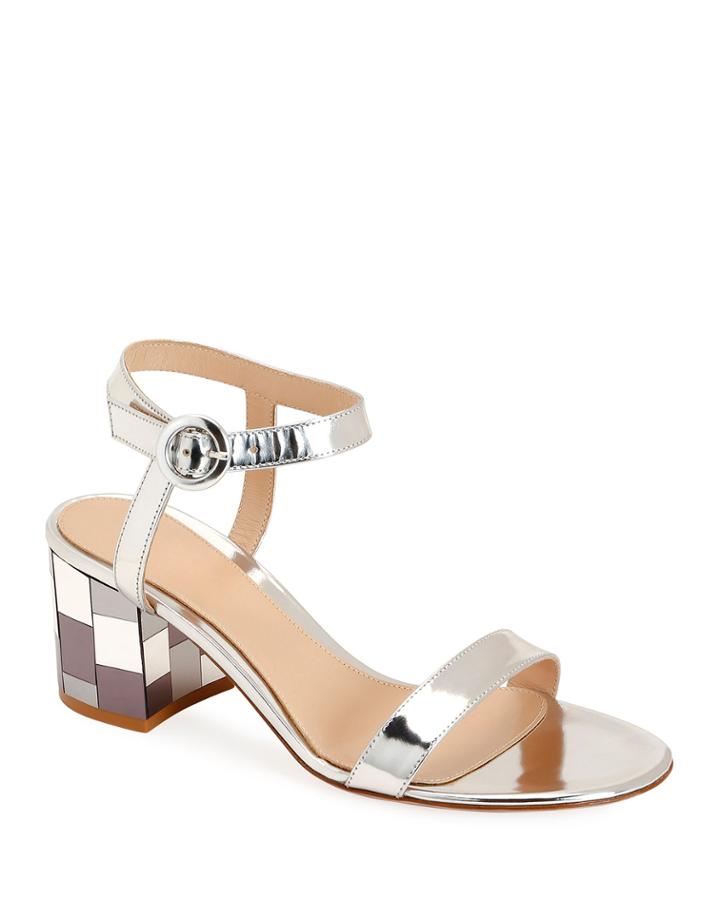 Mirrored Block-heel Metallic