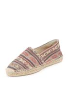 Cana Printed Canvas Espadrille Flat, Black/rust