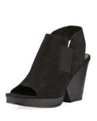 Plus Woven-suede Open-toe Bootie