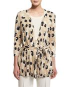 Leopard-print Cardigan W/ Georgette Back