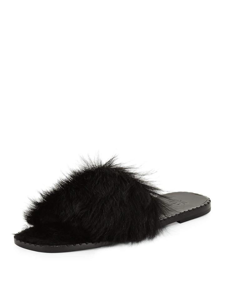 Calf Fur Flat Slide