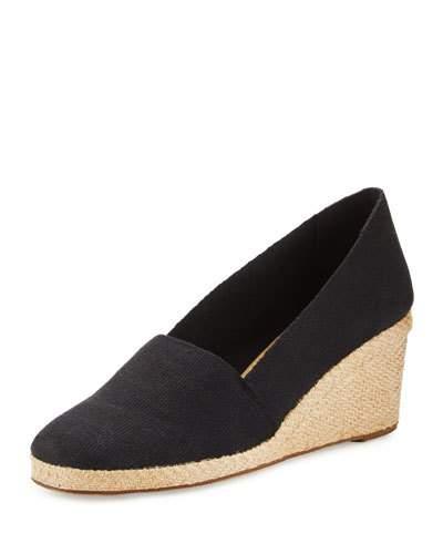 Pamela Canvas Wedge Pump, Black