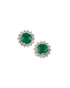 14k White Gold Emerald Diamond-halo