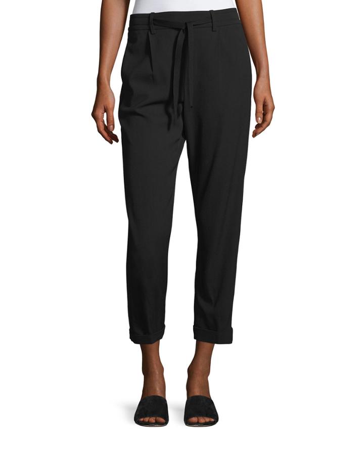 Self-tie Side Strap Cropped Jogger Pants