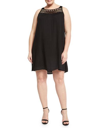 Kapri Crochet-yoke Dress, Black,