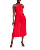 Shoulder Bow One-shoulder Cropped Jumpsuit