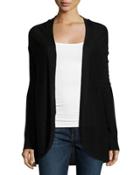 Cashmere Pleated-back Open-front Cardigan, Black