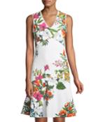 Floral V-neck Fit-and-flare Dress