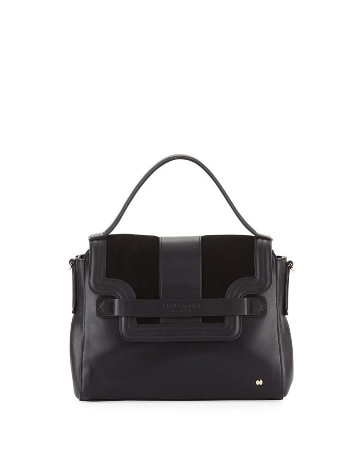Mixed Top Handle Satchel Bag, Black