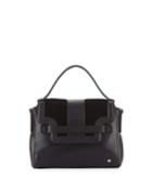 Mixed Top Handle Satchel Bag, Black