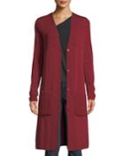 Perforated Long Cardigan W/ Fringe Trim