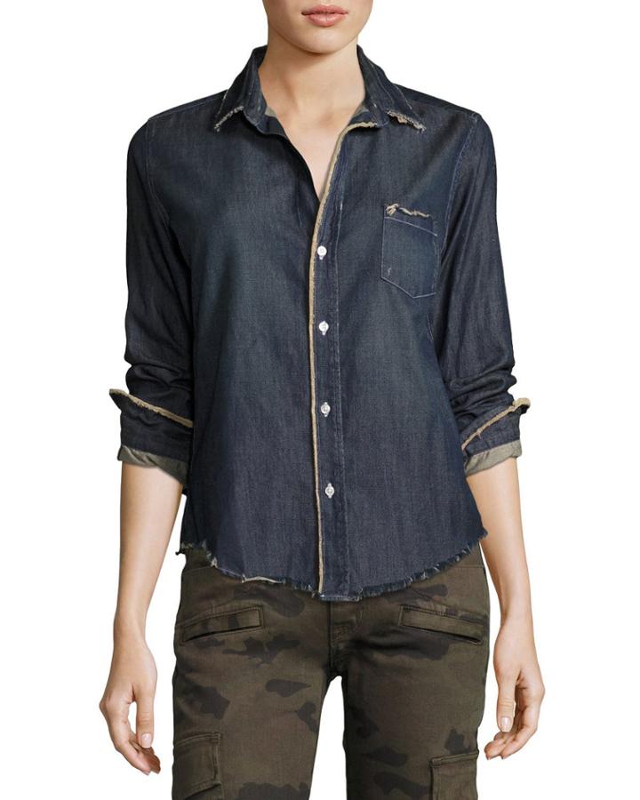 Barry Frayed Denim Button-down