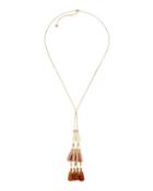 Long Beaded Ombre Tassel Necklace, Ivory