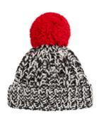 Ribbed Knit Hat With Pompom