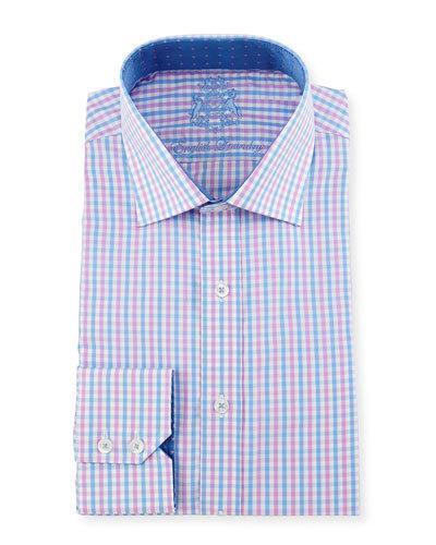 Check Woven Dress Shirt, Pink/blue
