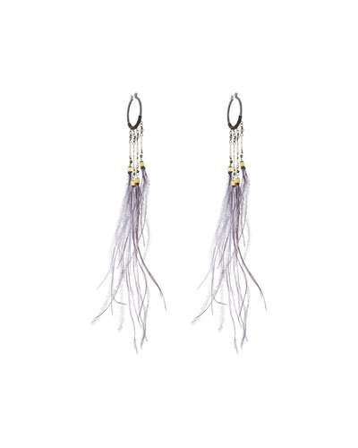 Long Feather Dangle Hoop Earrings
