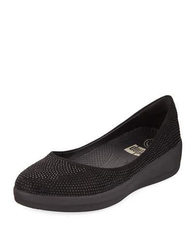 Studded Suede Slip-on Ballerina Flat