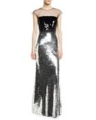 Dija Two-tone Sequin Illusion Gown