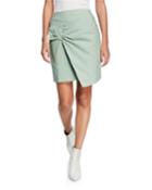 Shirring Surplice Faux-wrap