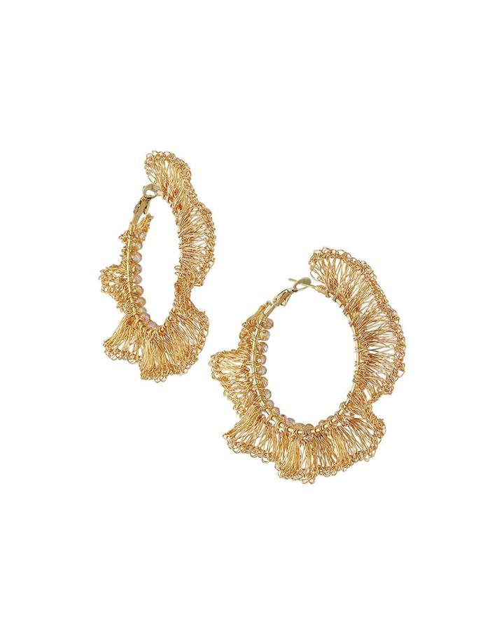Mesh Wire Hoop Earrings, Gold
