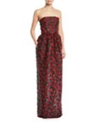 Strapless Embellished Fil Coupe 2-pocket Evening Gown