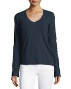 Long-sleeve V-neck Graphic T-shirt, Very