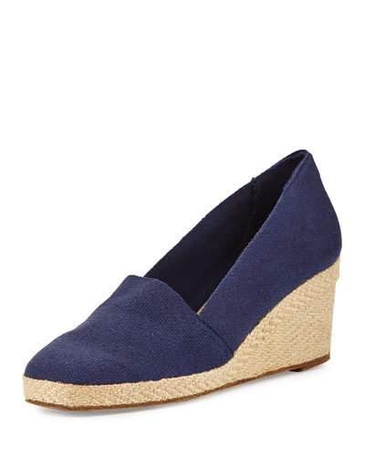 Pamela Canvas Wedge Pump, Navy