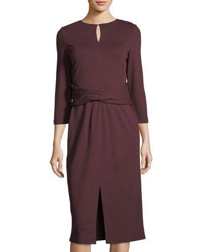 Keyhole Wrap-front Ponte Dress