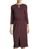 Keyhole Wrap-front Ponte Dress