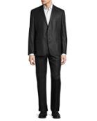 Slim-fit Wool-blend Pinstripe Suit, Black/gray