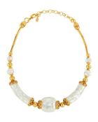 Golden Beaded Mother-of-pearl Necklace