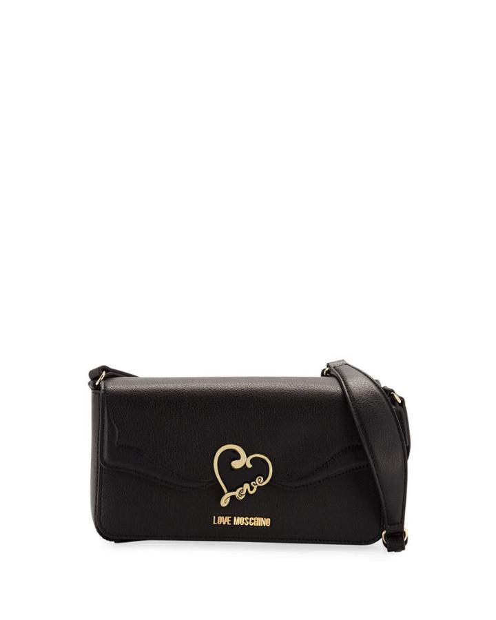 Leather Shoulder Bag With Enamel Heart