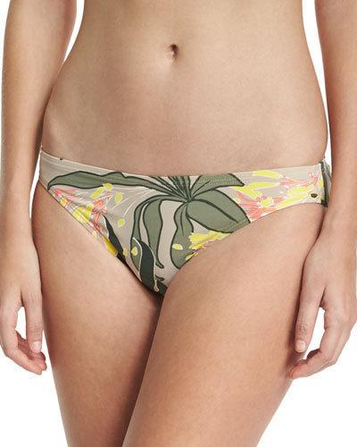 Classic Floral-print Swim Bottom, Green Pattern