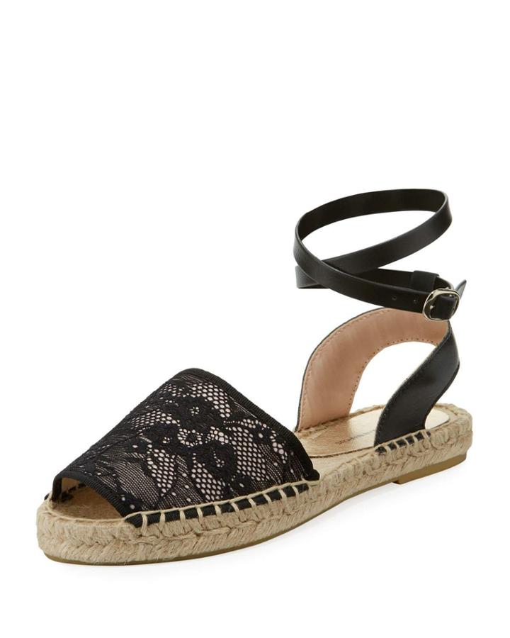 Reseda Lace Ankle-strap Flat Espadrille